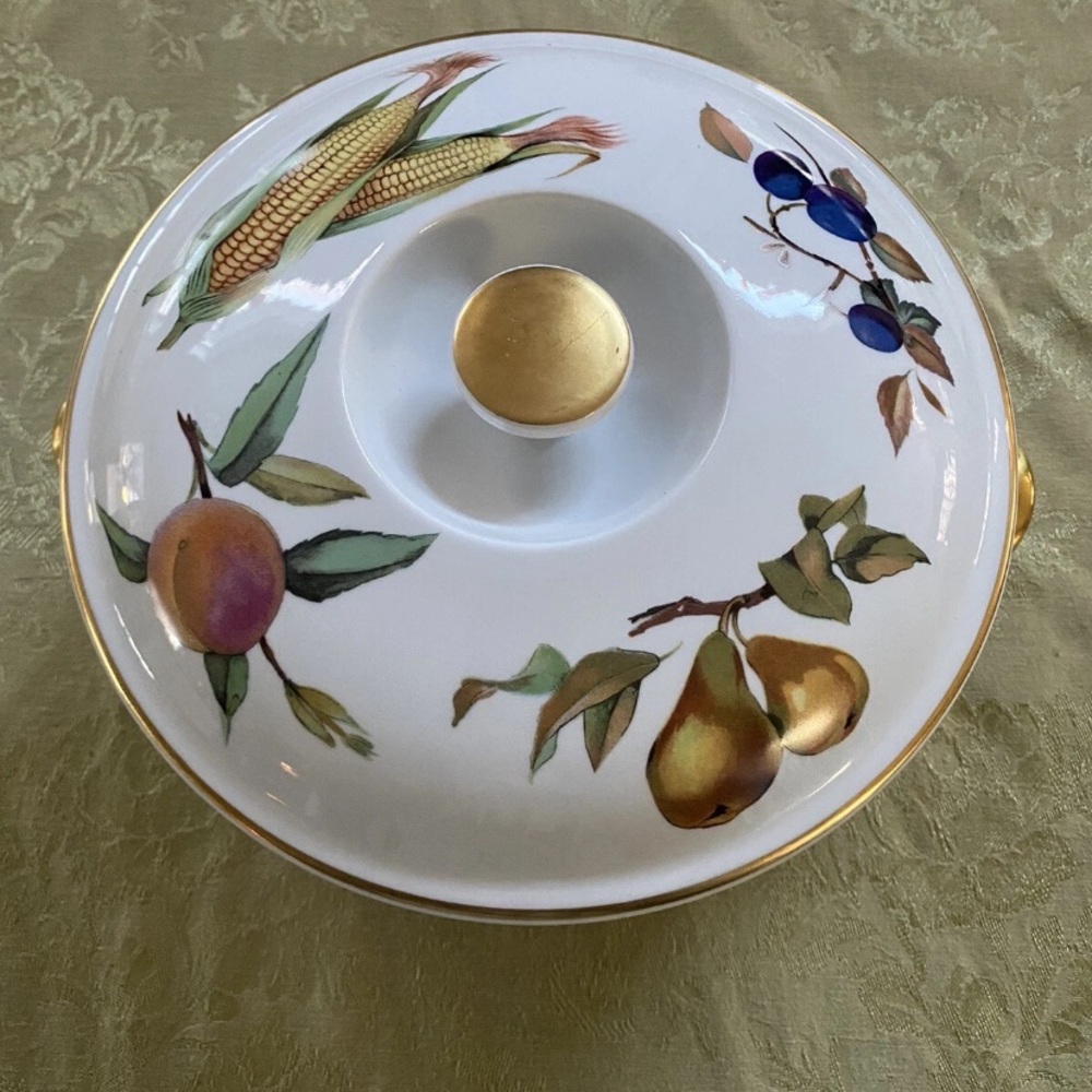 Royal Worcester - Evesham Fruit Baking Dish Vintage Gold Cookware Casserole Pot